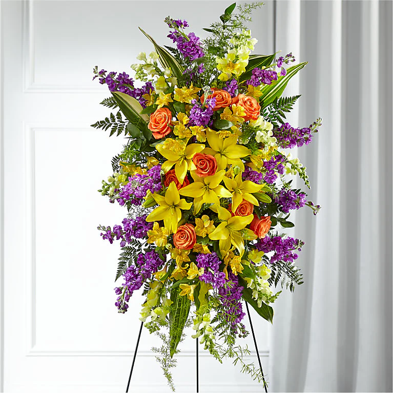 Medallon colorido con lirios gerberas y rosas